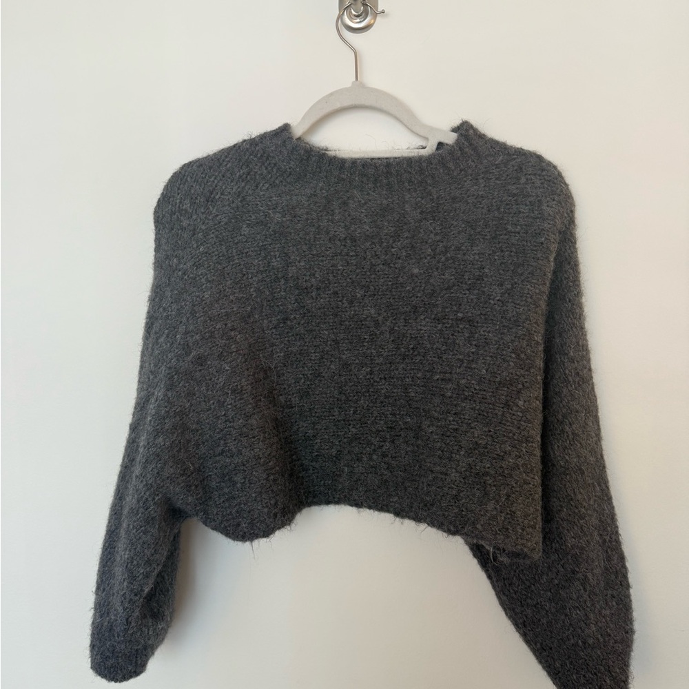 Wilfred Free Cropped Gray Wool Sweater